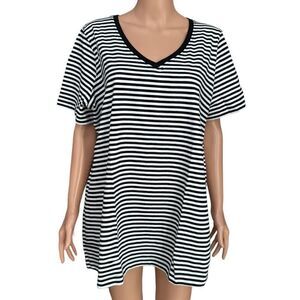 All American comfort 100% cotton black/white striped shirt size 1X